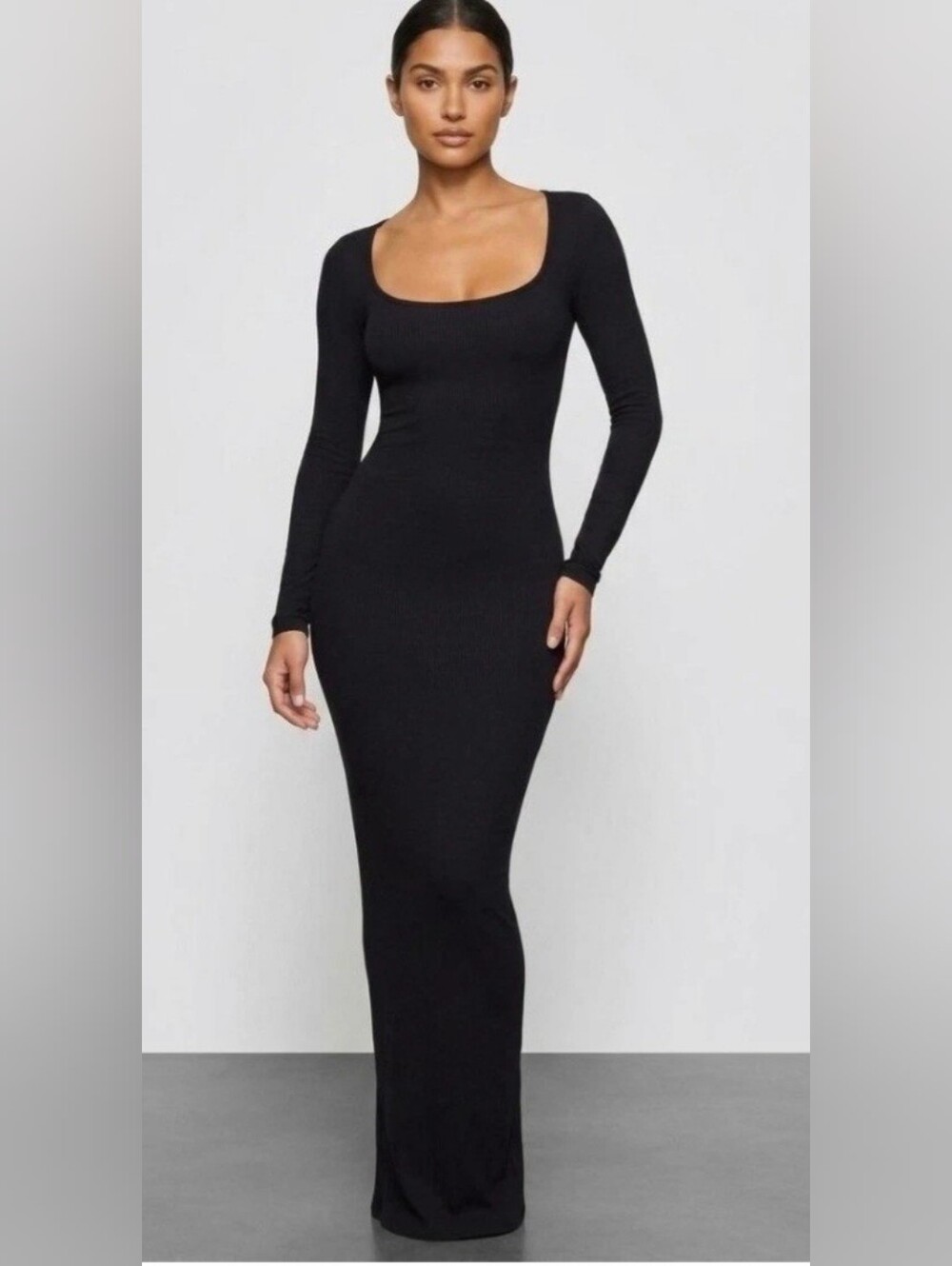 NWT $90 Skims Soft Lounge Long Sleeve Maxi Dress in Onyx Size 2X